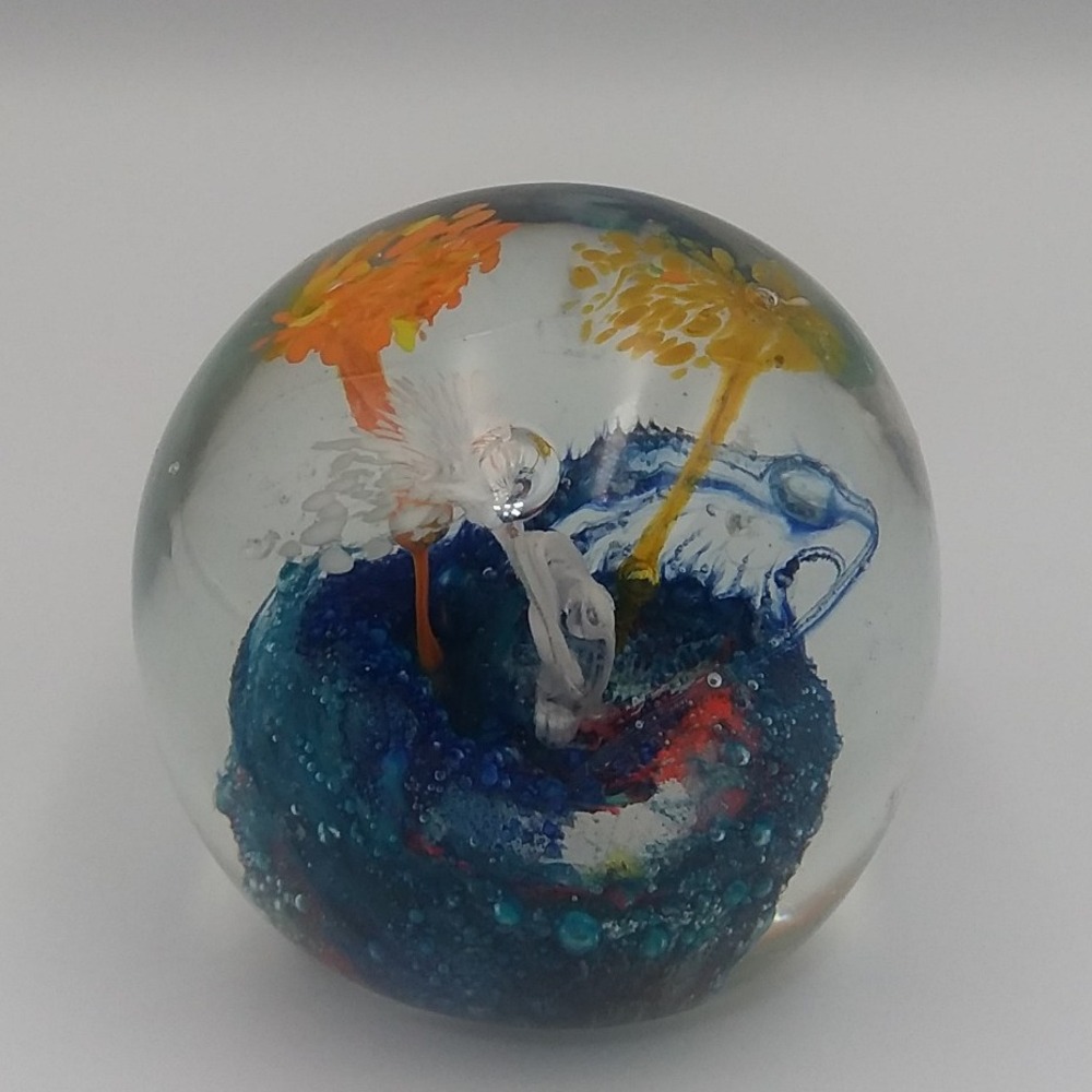 Art Glass Paperweight Floral Design Colorful Home Decor Office‎ Desk Decor - Picture 3 of 7